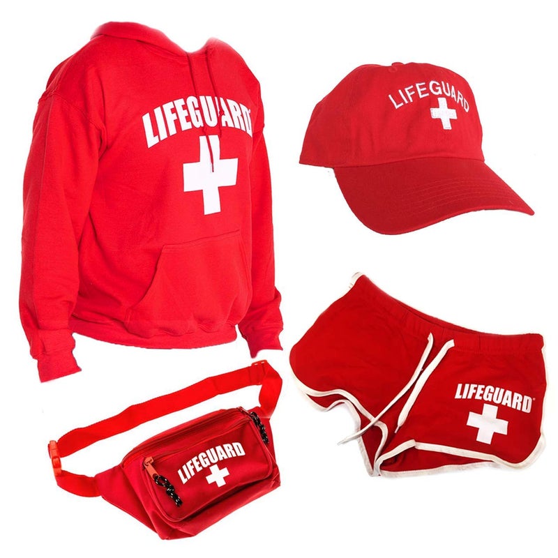 LIFEGUARD Officially Licensed Women Ladies Halloween Costume Bundle Pack (S) Red - Image 1